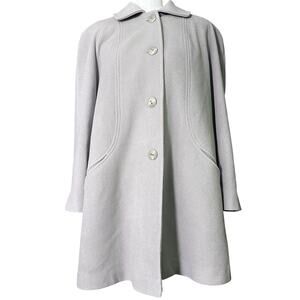 Vintage Alorna 100% Wool Coat Gray‎ Fully Lined Size 10 Button Front & Pockets